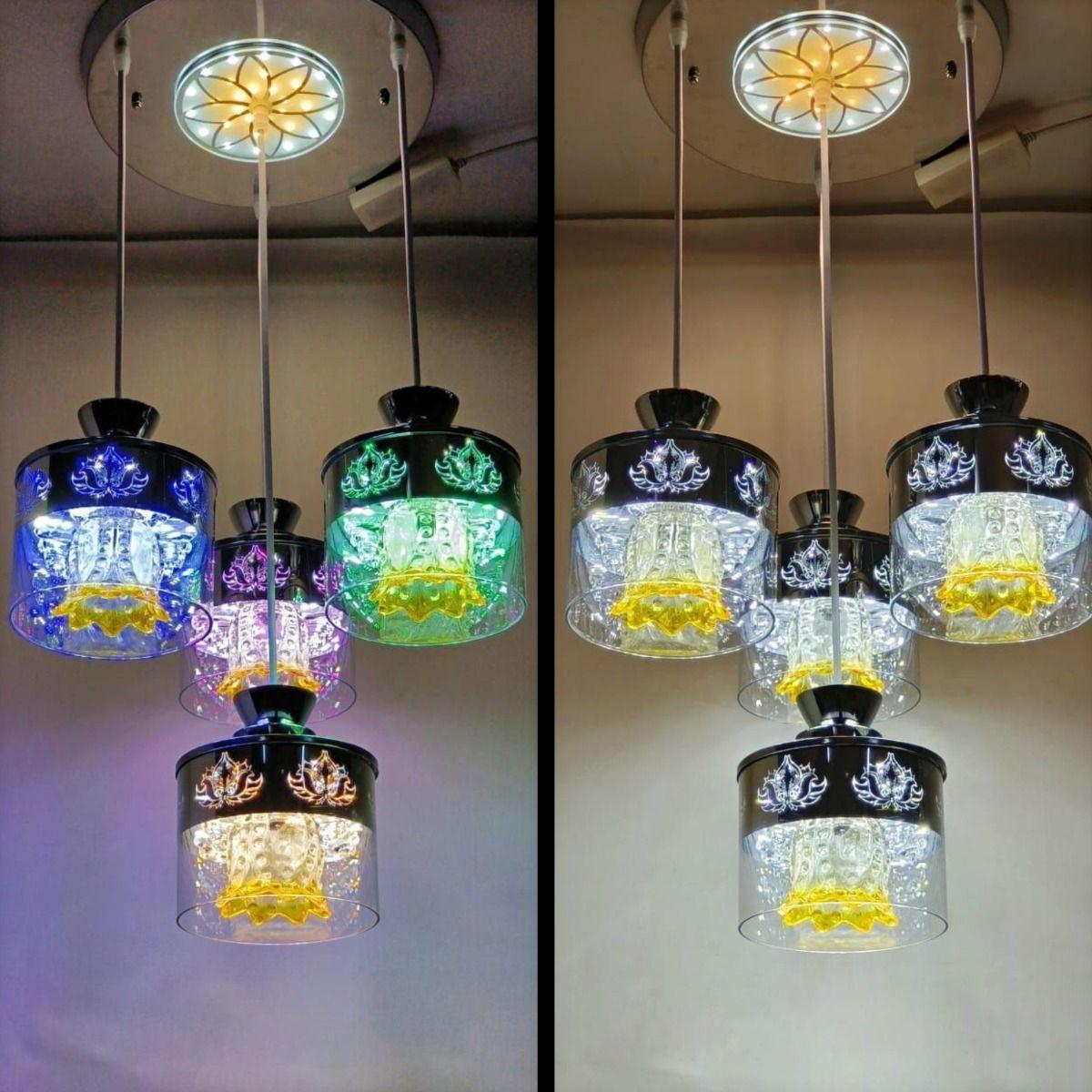 Lámpara Colgante Techo Vidrio 4 Luces Cambio Aleatorio Jhn-2