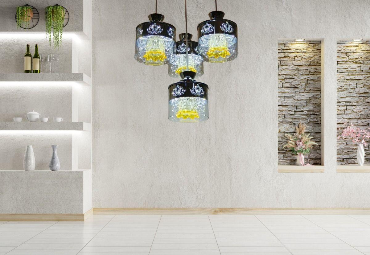 Lámpara Colgante Techo Vidrio 4 Luces Cambio Aleatorio Jhn-7