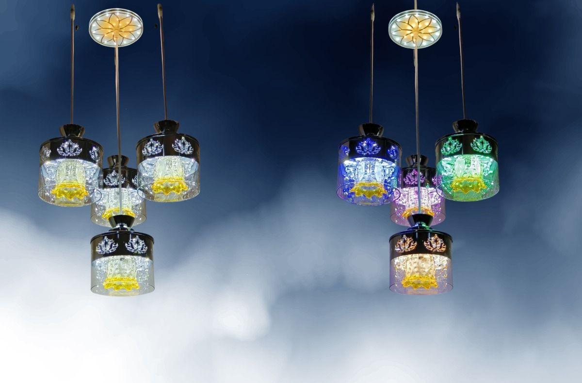 Lámpara Colgante Techo Vidrio 4 Luces Cambio Aleatorio Jhn-8