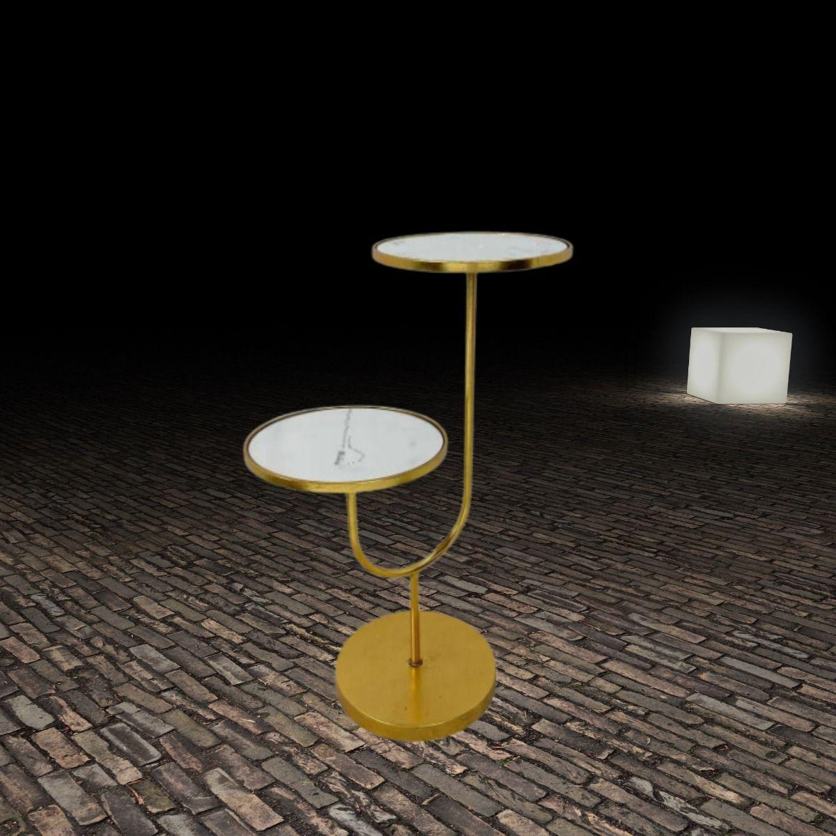 Mesa Auxiliar Decorativa Nogal Dorado Jhn-4