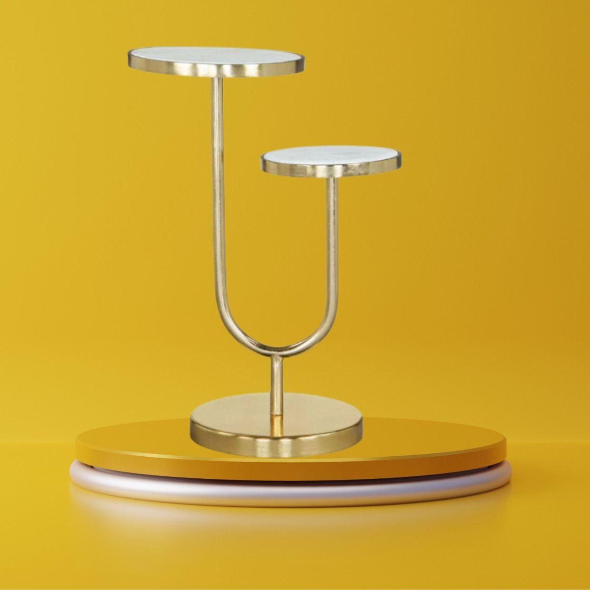 Mesa Auxiliar Decorativa Nogal Dorado Jhn-9