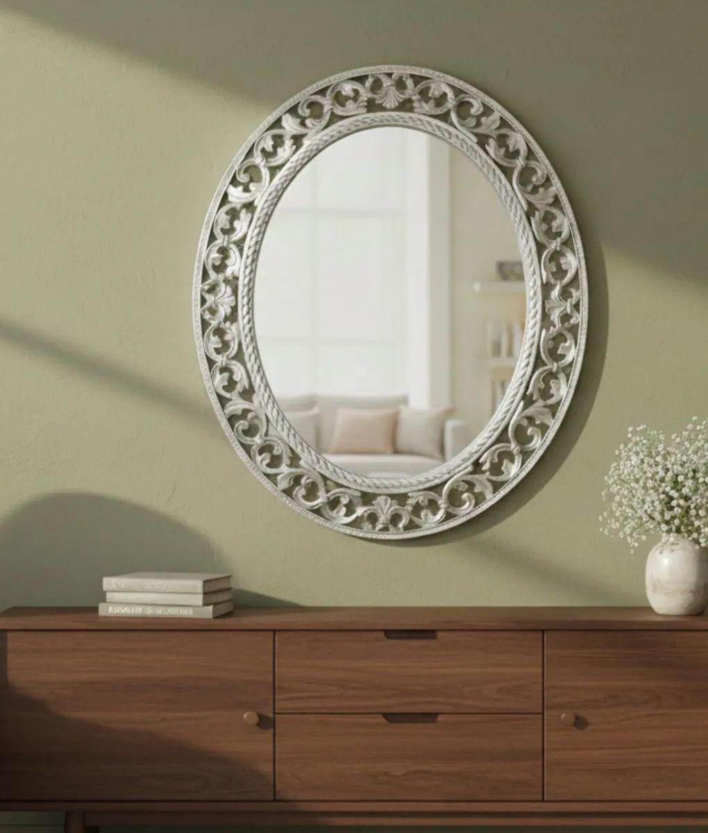 Espejo Pared Ovalado Estilo Barroco Relieve Ligero Jhn-8