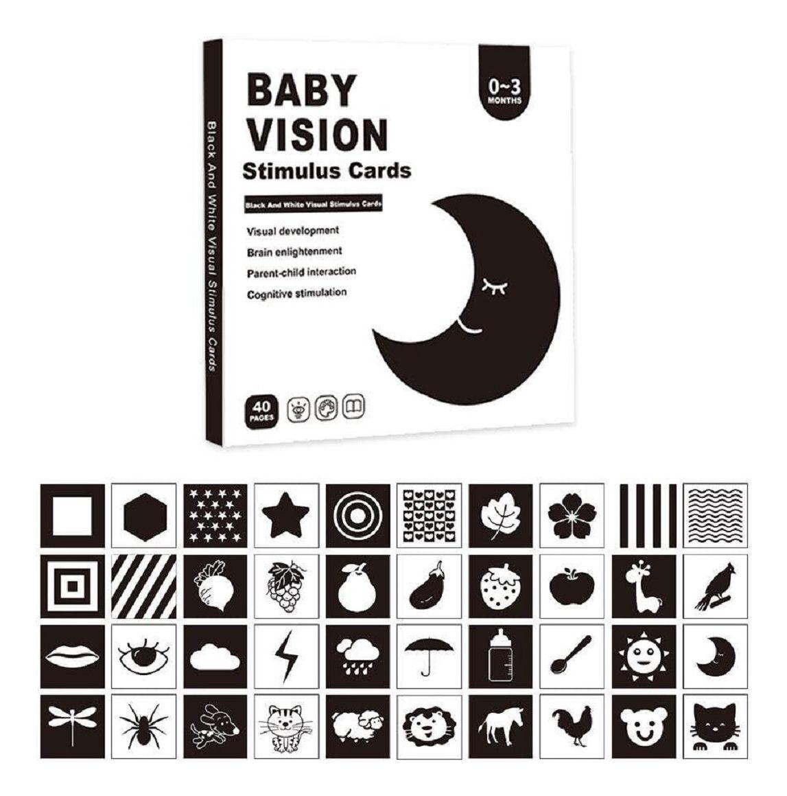 Set de 6 Tarjetas Estimulación Visual Bebés 0-3 Meses Jhn-0
