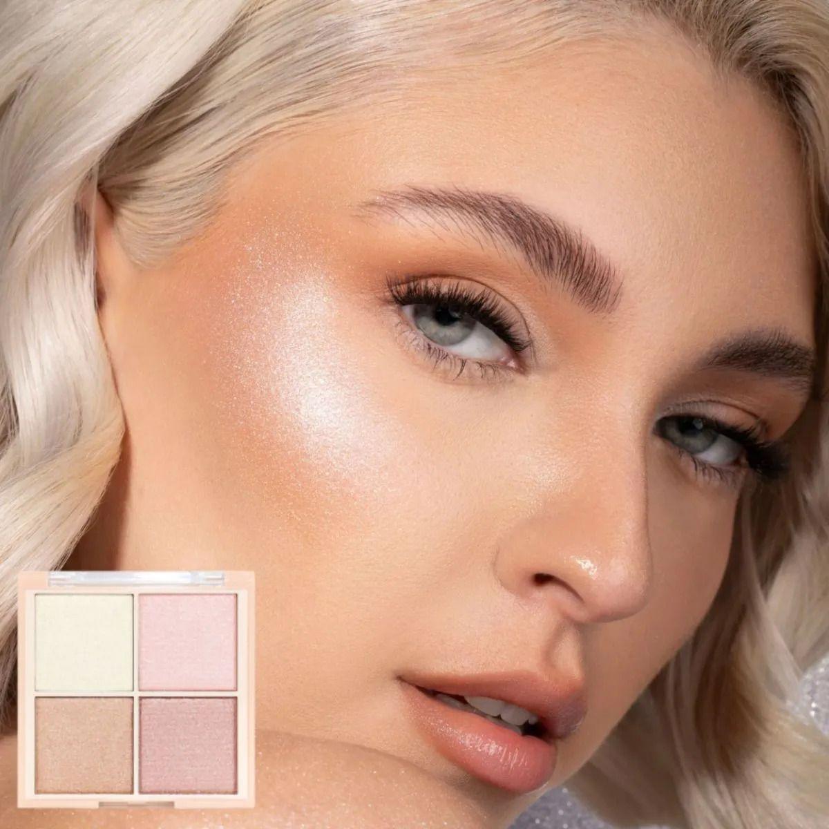 Paq 24 Paletas Iluminador Facial 4 Tonos Efecto Seda ALJ-9