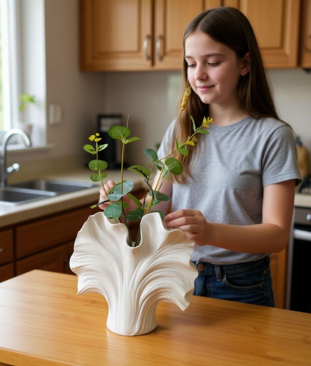 Florero Decorativo Diseño Orgánico Forma Ondulada Hogar Jhn-2