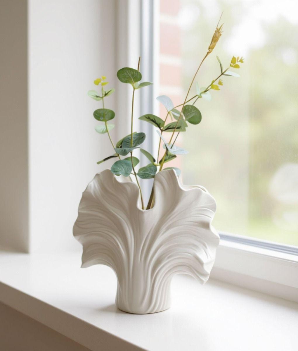 Florero Decorativo Diseño Orgánico Forma Ondulada Hogar Jhn-6