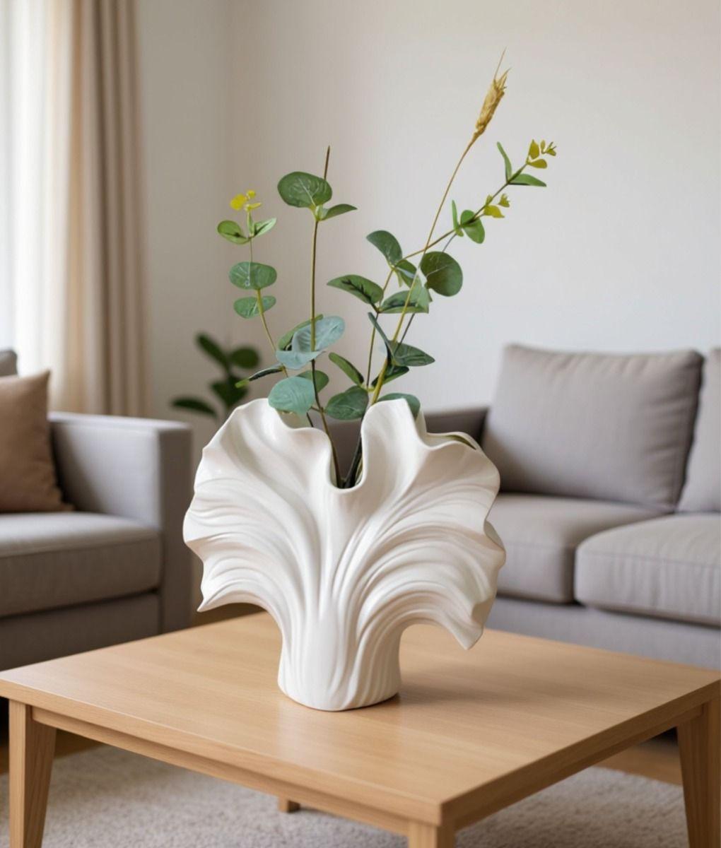 Florero Decorativo Diseño Orgánico Forma Ondulada Hogar Jhn-7