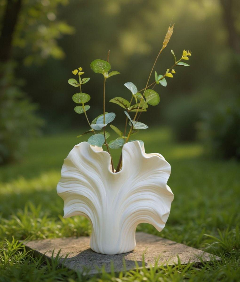 Florero Decorativo Diseño Orgánico Forma Ondulada Hogar Jhn-9