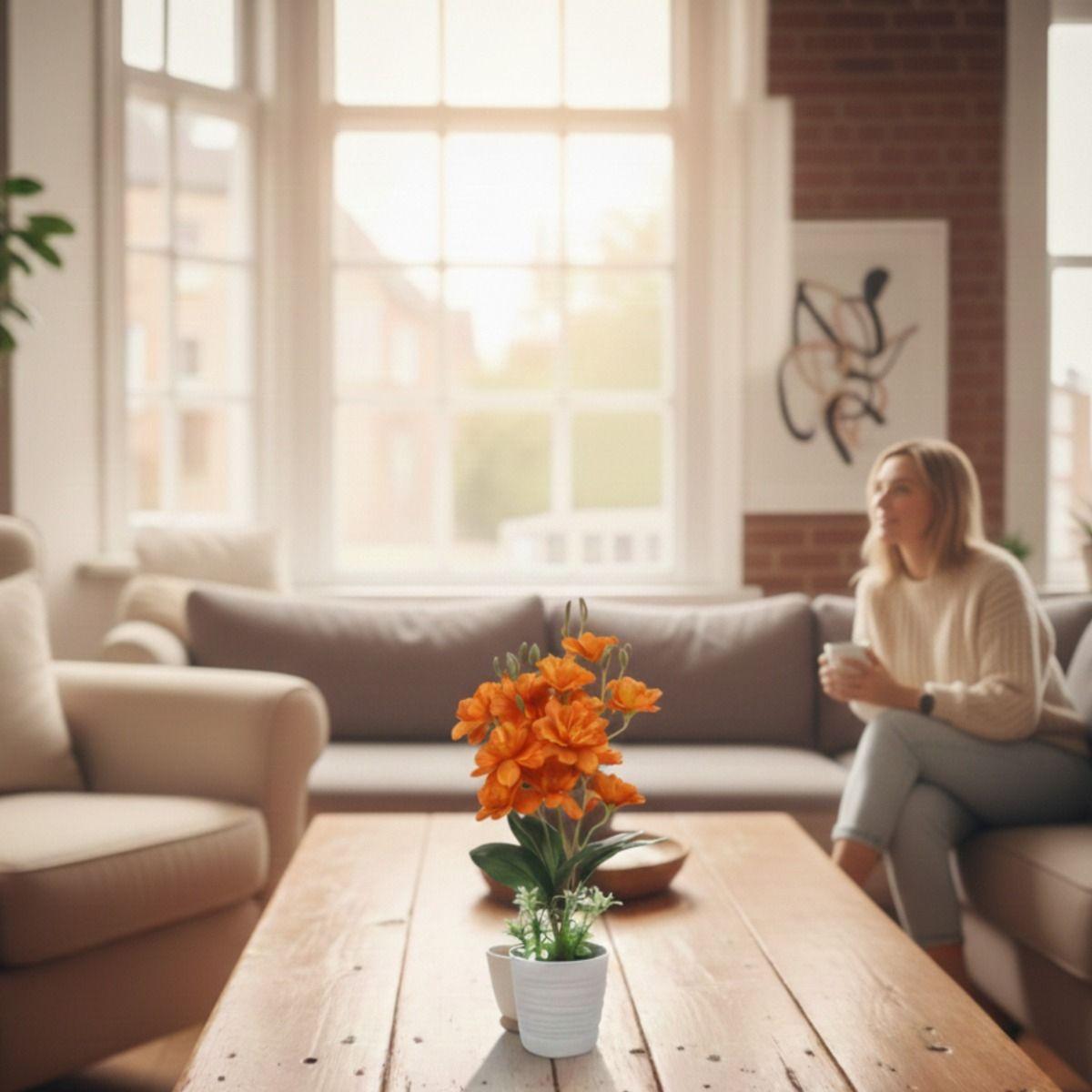 Set 2 Planta Artificial Arreglo Floral Decorativo Hogar Jhn-4