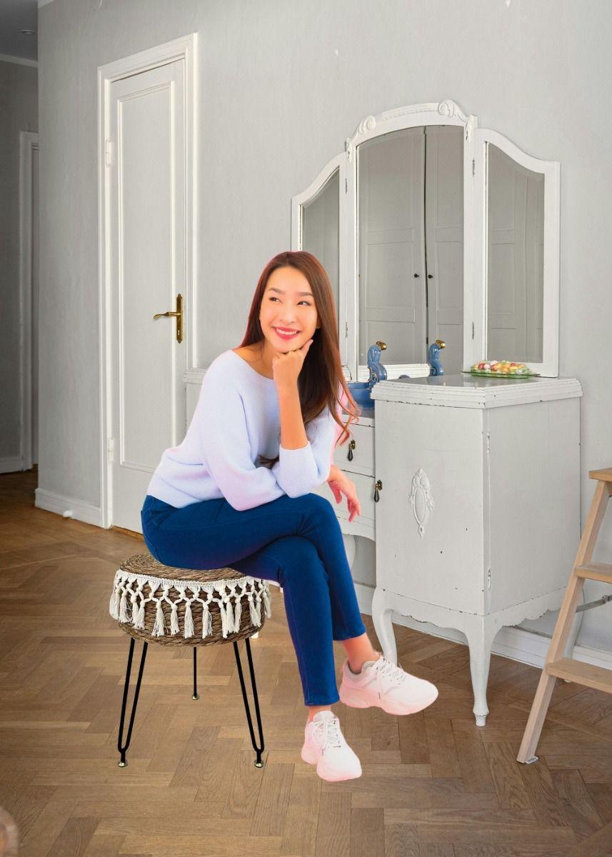 Taburete Decorativo Reposapiés Redondo Multifuncional Jhn-2