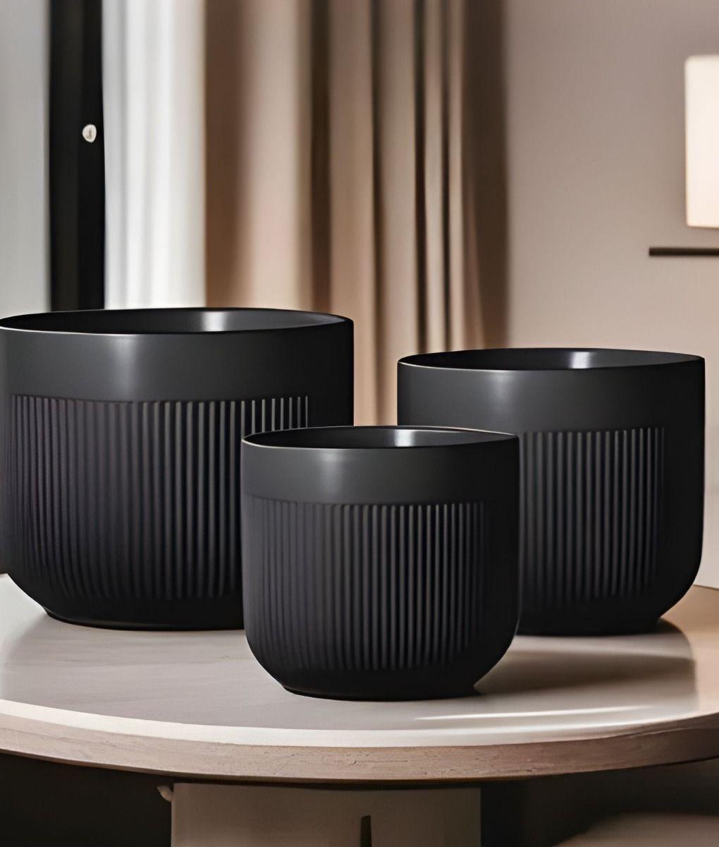 Set 3 Macetero Decorativo Acanalado Estilo Minimalista Jhn-4