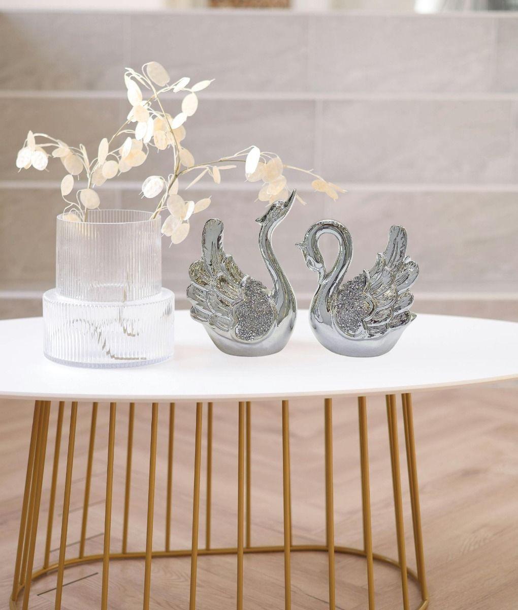 Set 2 Estatua Decorativa Cisne Adorno Figura Moderna Jhn-7