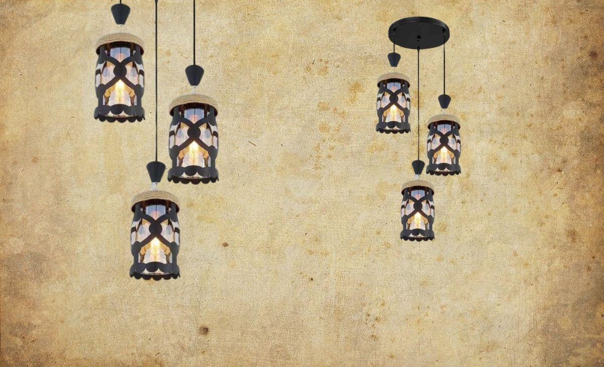 Lampara Colgante Iluminacion Retro Vintage 3 Luces Hogar Lau-7