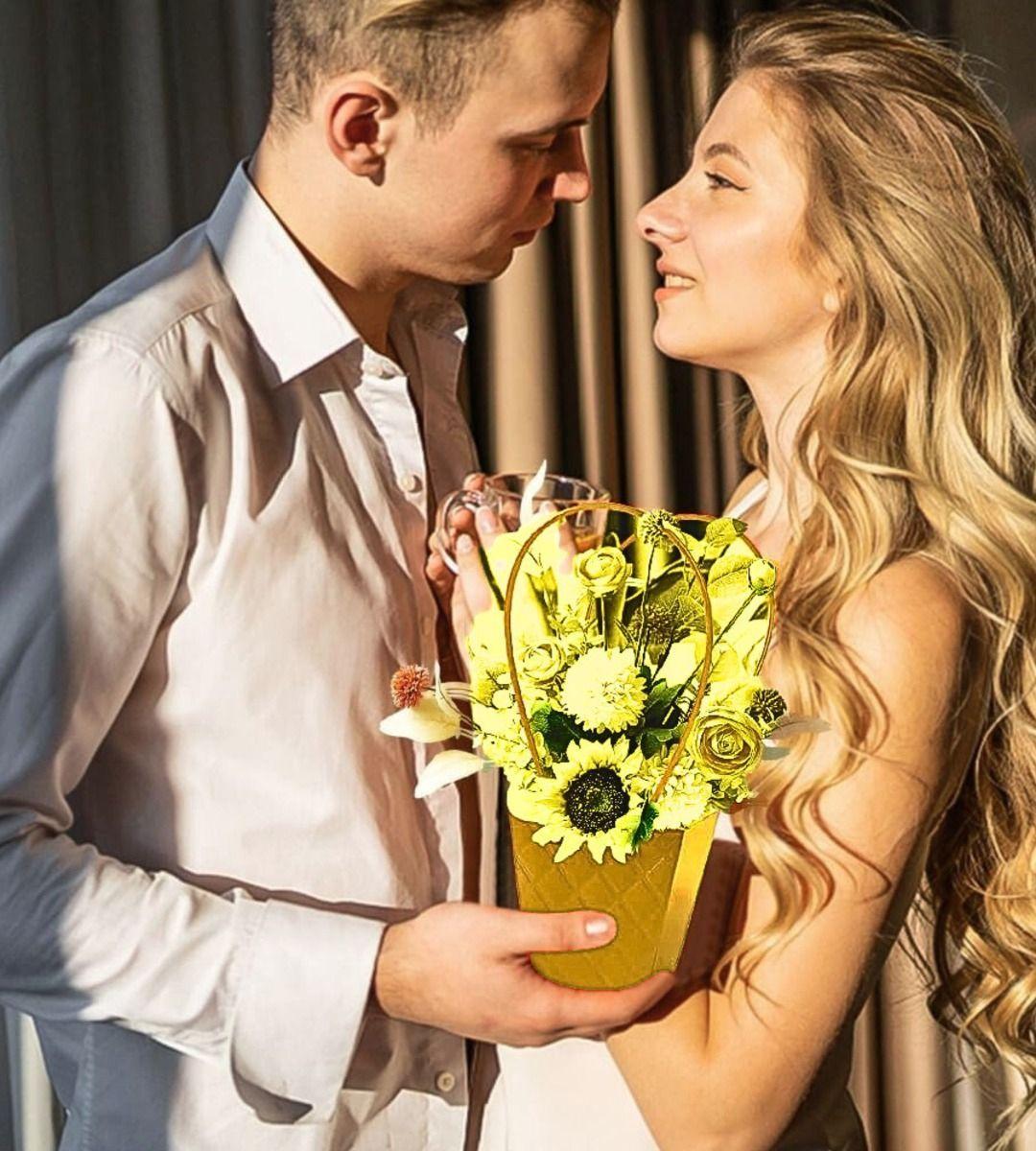 Bolsa Flores Regalo Trapezoidal Asa Creativa 10 Pieza Jhn-4