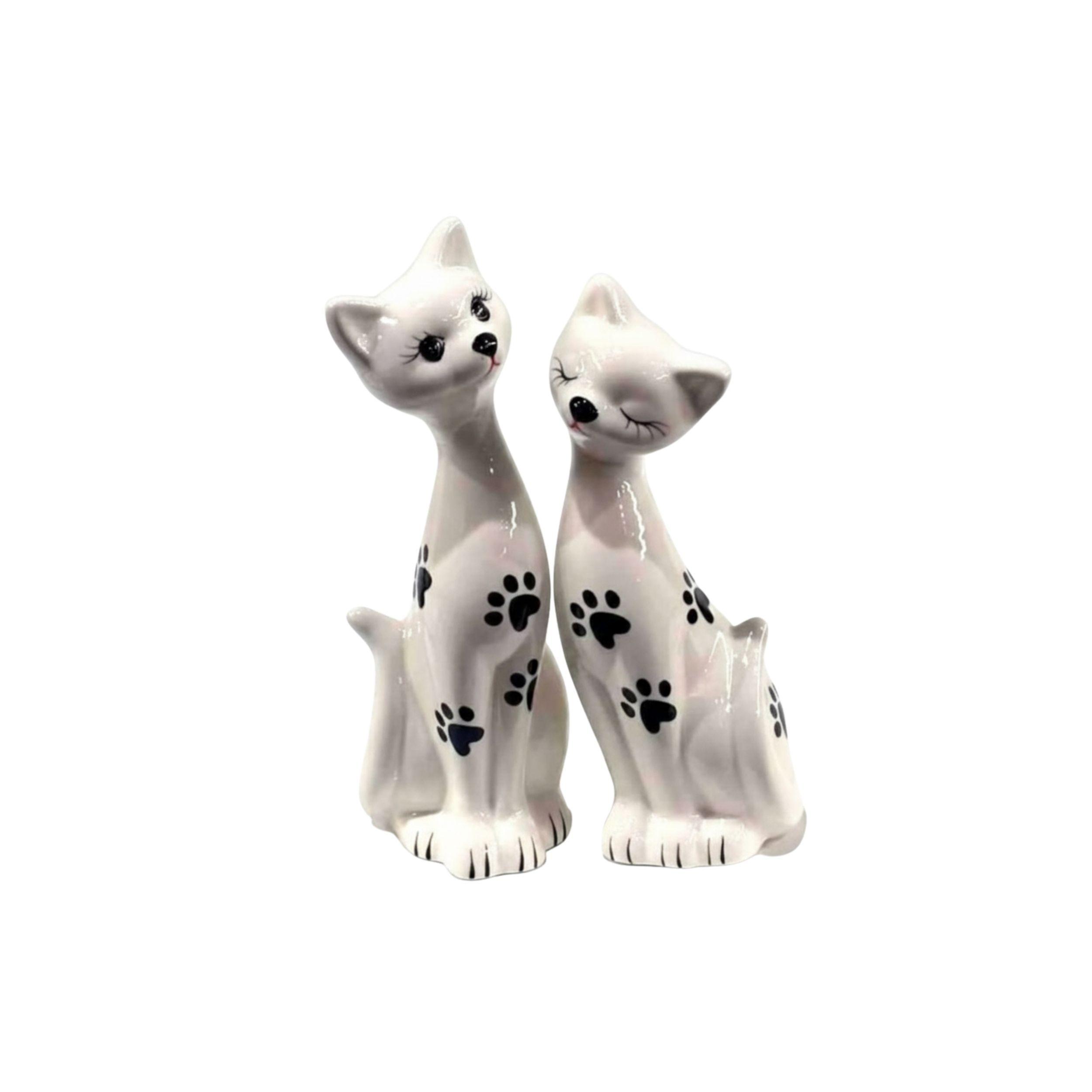 Set 2 Figuras Decorativas Gatos Pareja Adorno Elegante ALJ-0