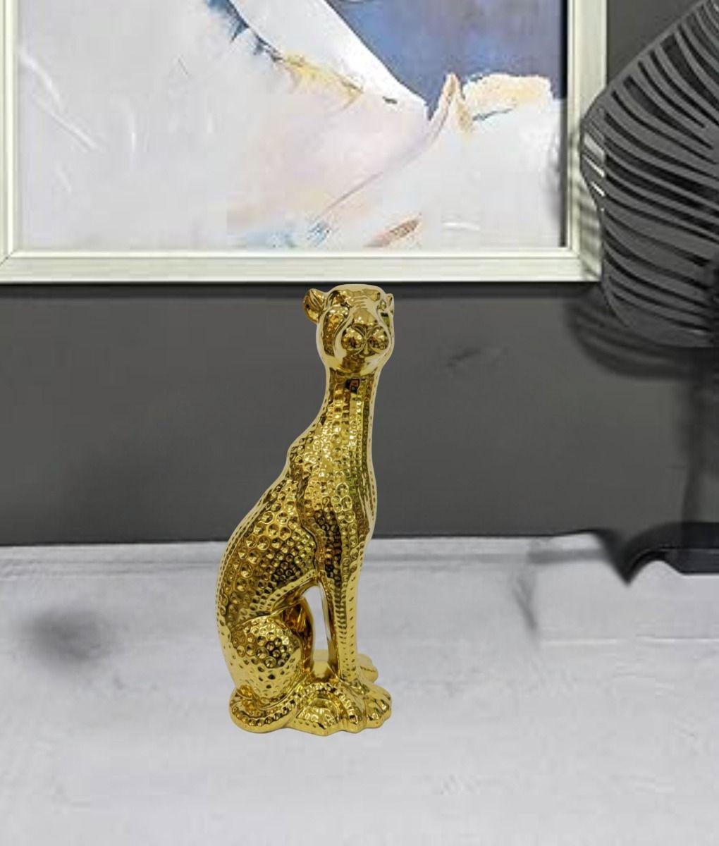 Estatua Decorativa Adorno Guepardo Sentado Figura Jhn-4