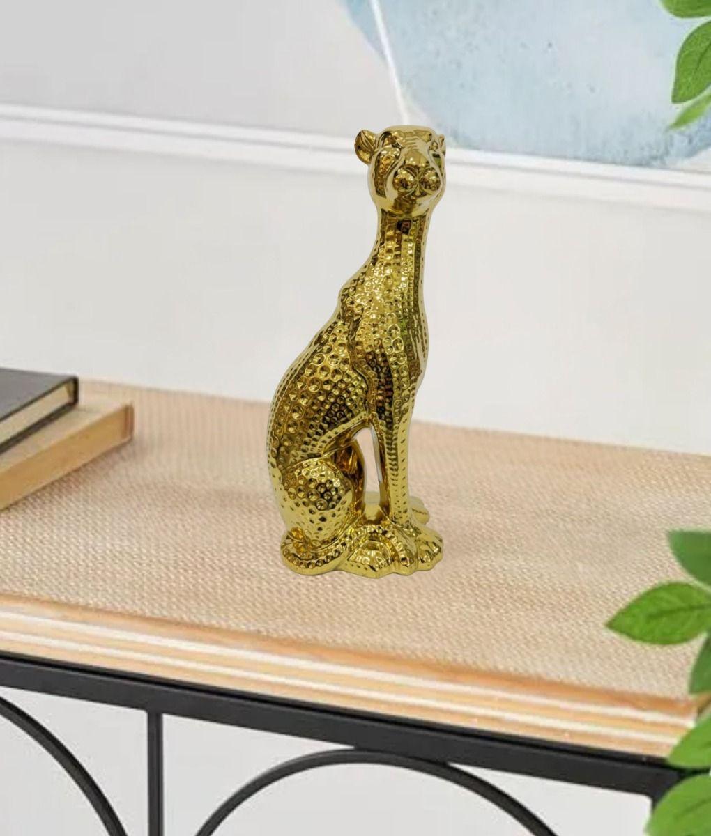 Estatua Decorativa Adorno Guepardo Sentado Figura Jhn-5