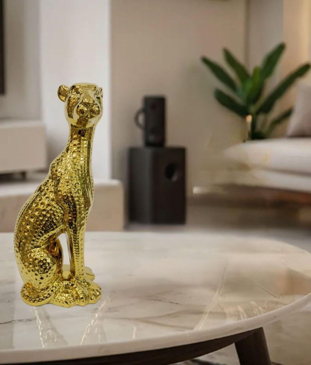 Estatua Decorativa Adorno Guepardo Sentado Figura Jhn-8