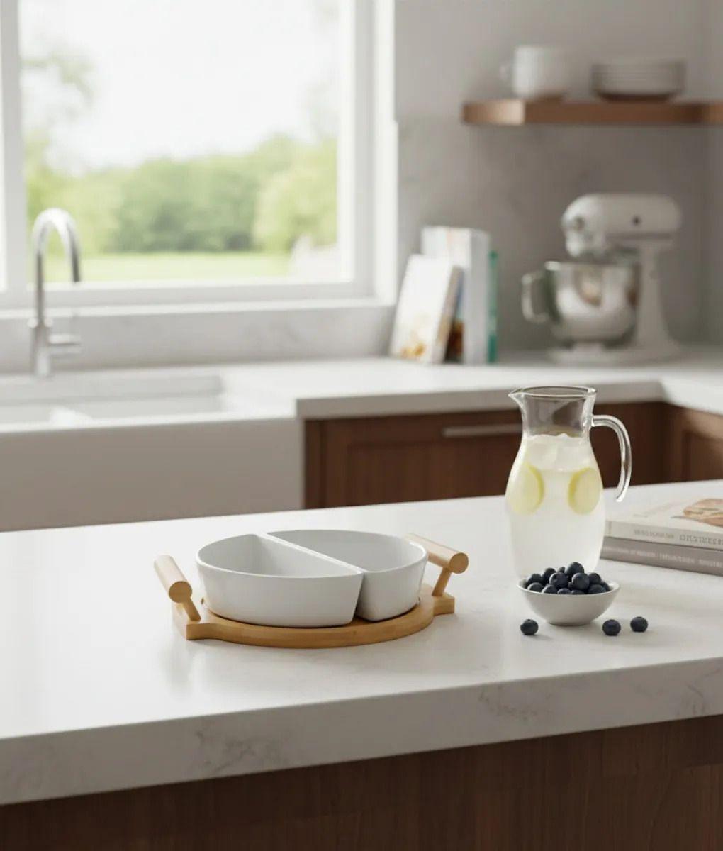 Juego Soporte Snacks Dual Aperitivo Base Bambú Asas Jhn-7