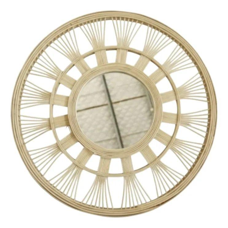Espejo Pared Sol Decorativo Circular Estilo Mimbre Jhn-1