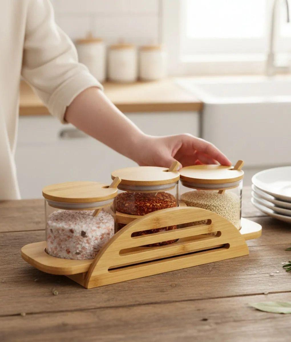 Juego Contenedores Frascos Organización Estilo Natural Jhn-3