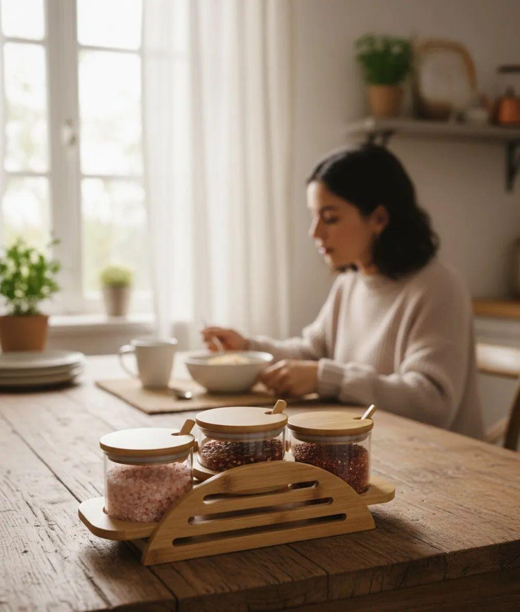 Juego Contenedores Frascos Organización Estilo Natural Jhn-4