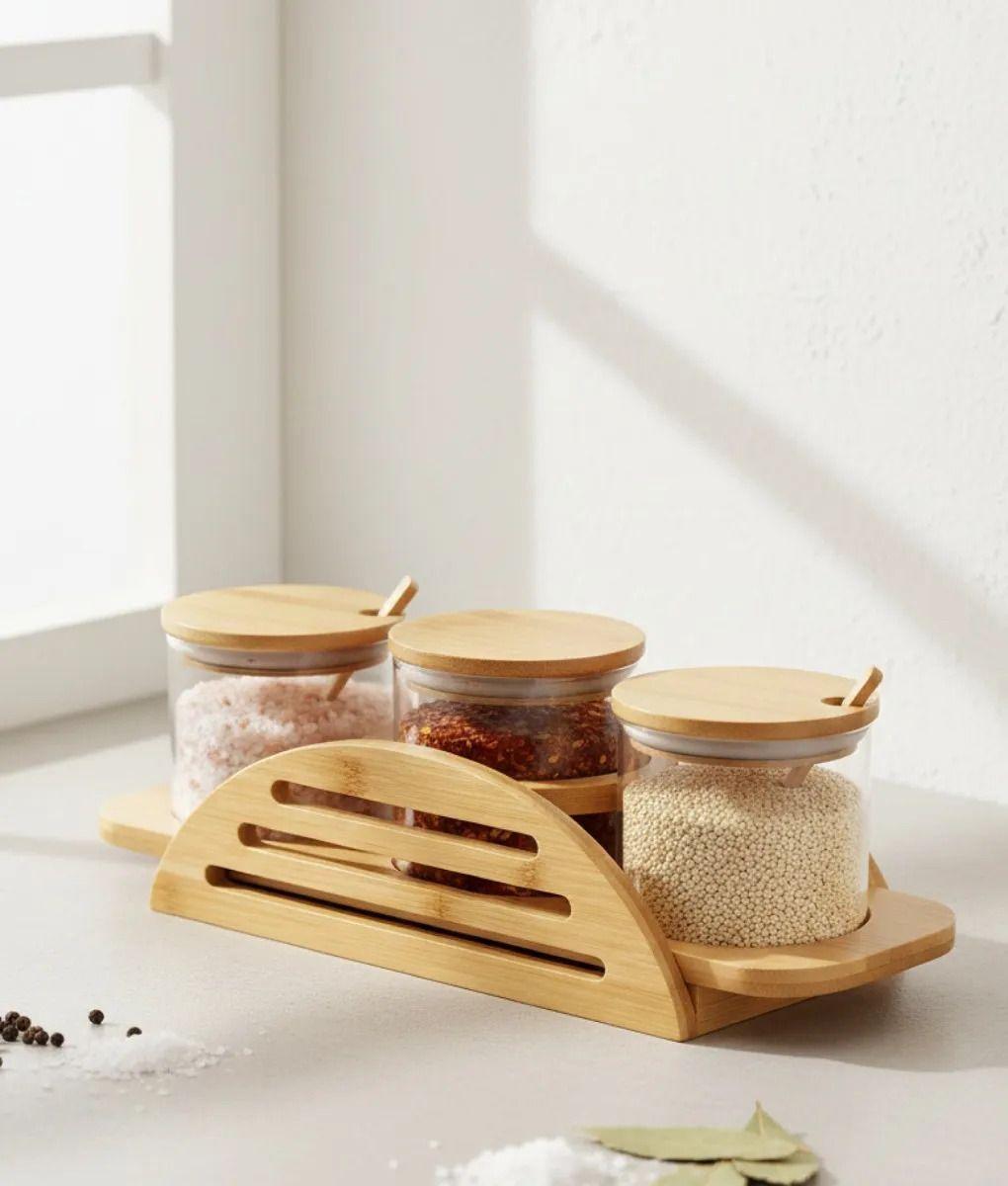 Juego Contenedores Frascos Organización Estilo Natural Jhn-9