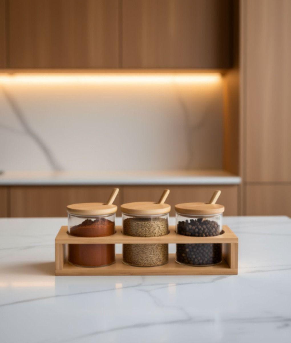 Juego Recipiente Tapa Contenedor Soporte Organizador Jhn-5