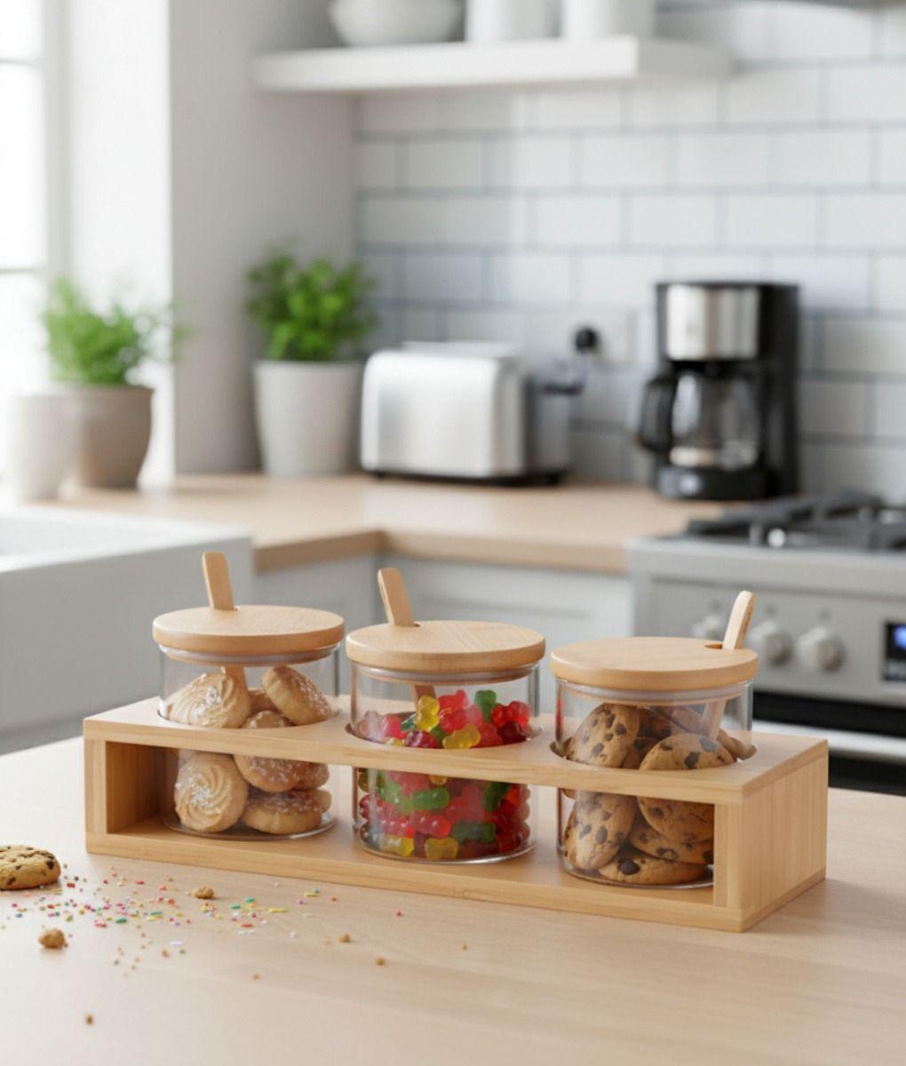 Juego Recipiente Tapa Contenedor Soporte Organizador Jhn-8