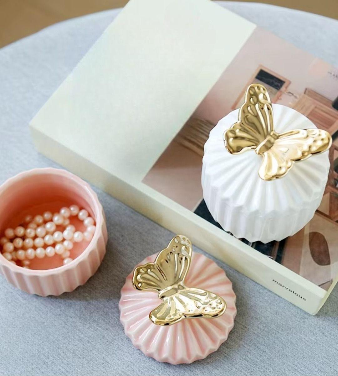Set 2 Joyero Decorativo Multiuso Tapa Mariposa Jhn-6