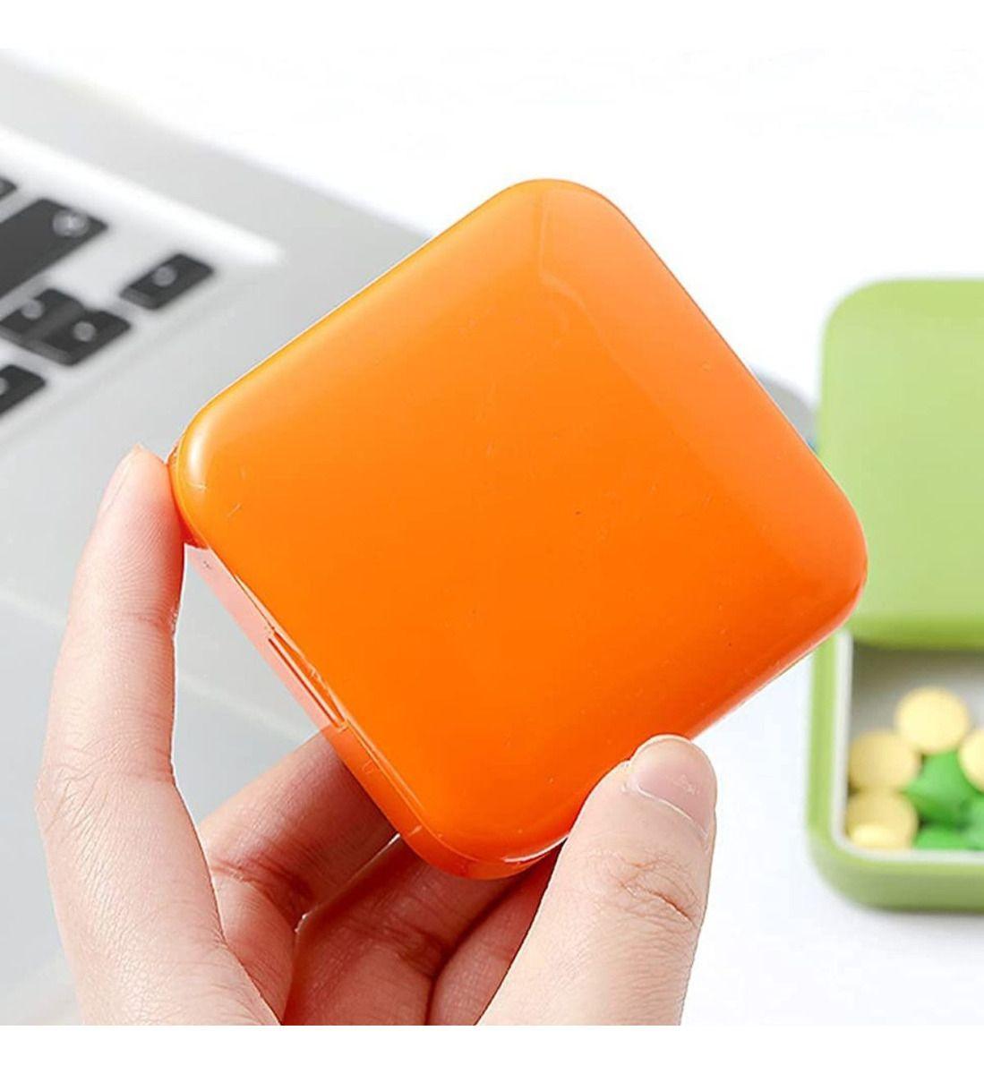 SET 6 PASTILLEROS MINI 2 COMPARTIMIENTO NARANJA PORTATIL LAU-5