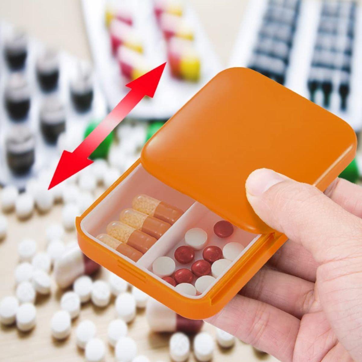 SET 6 PASTILLEROS MINI 2 COMPARTIMIENTO NARANJA PORTATIL LAU-9