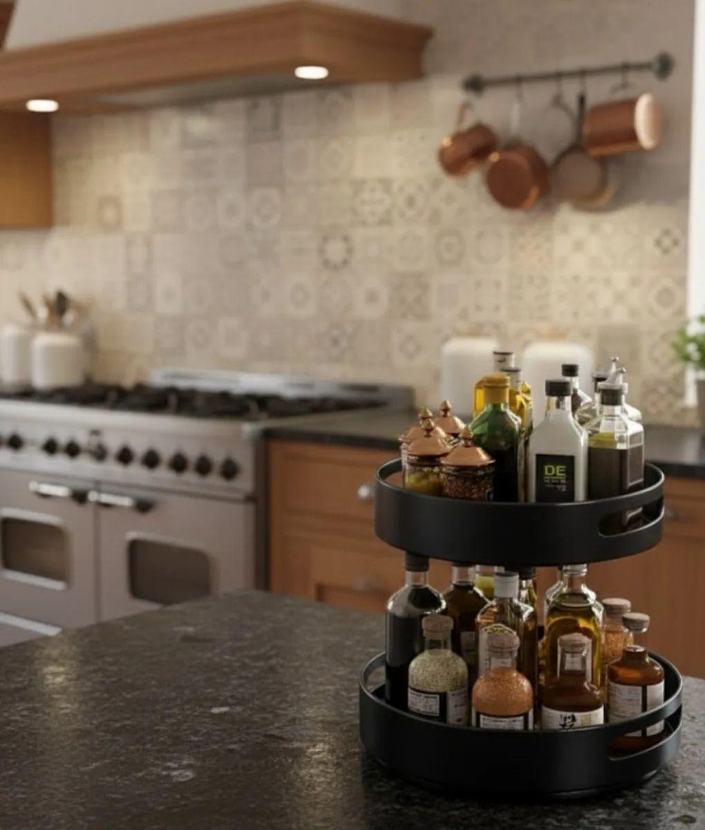 Bandeja Giratoria Decorativa Doble Nivel Organización Jhn-8