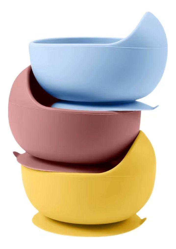 Set 2 Platos Tazon Silicona Antideslizante Comida Bebes Lau-0