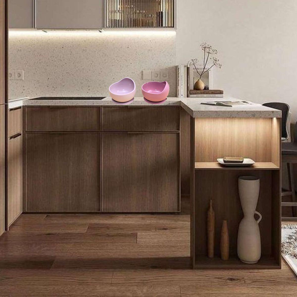 Set 2 Platos Tazon Silicona Antideslizante Comida Bebes Lau-3