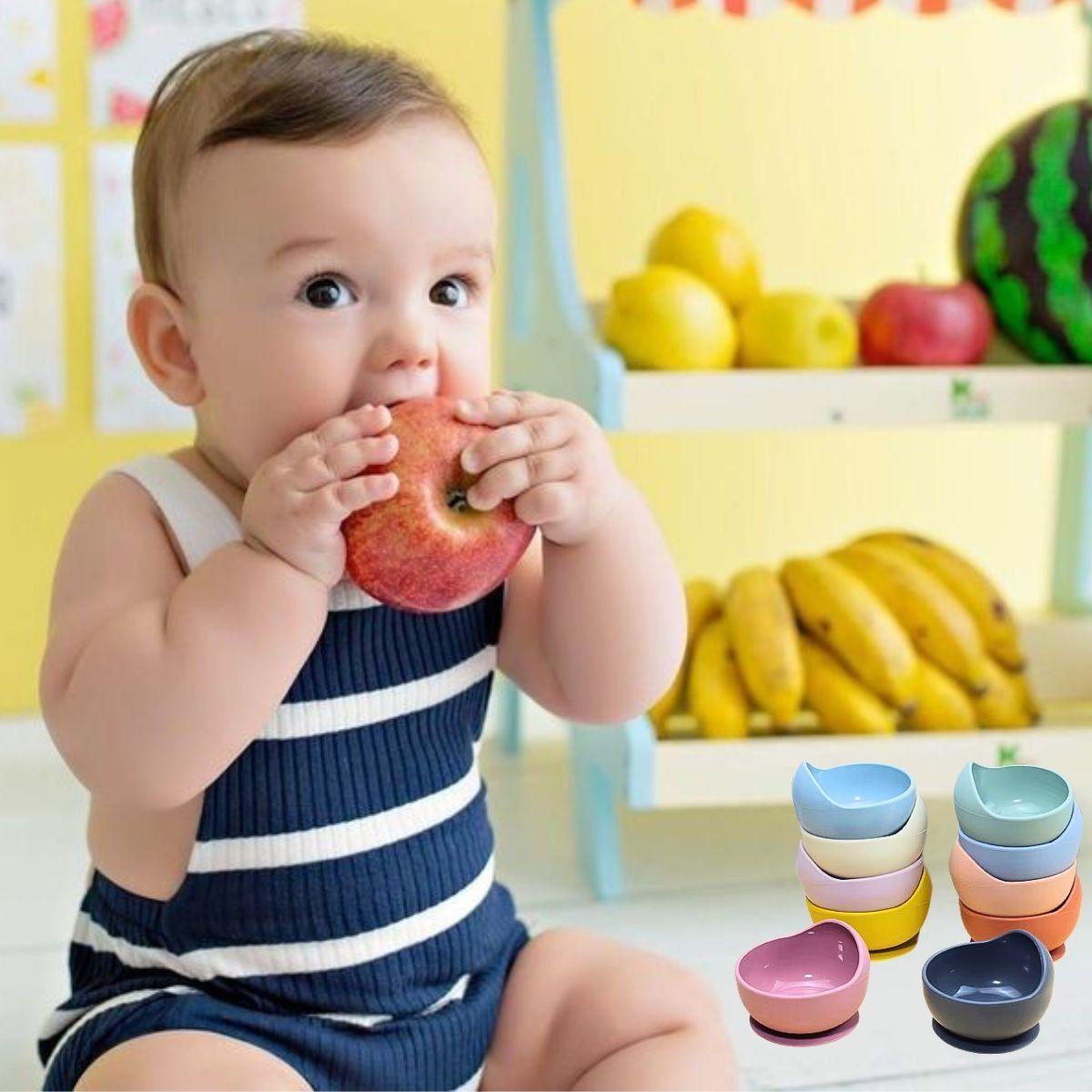 Set 2 Platos Tazon Silicona Antideslizante Comida Bebes Lau-6