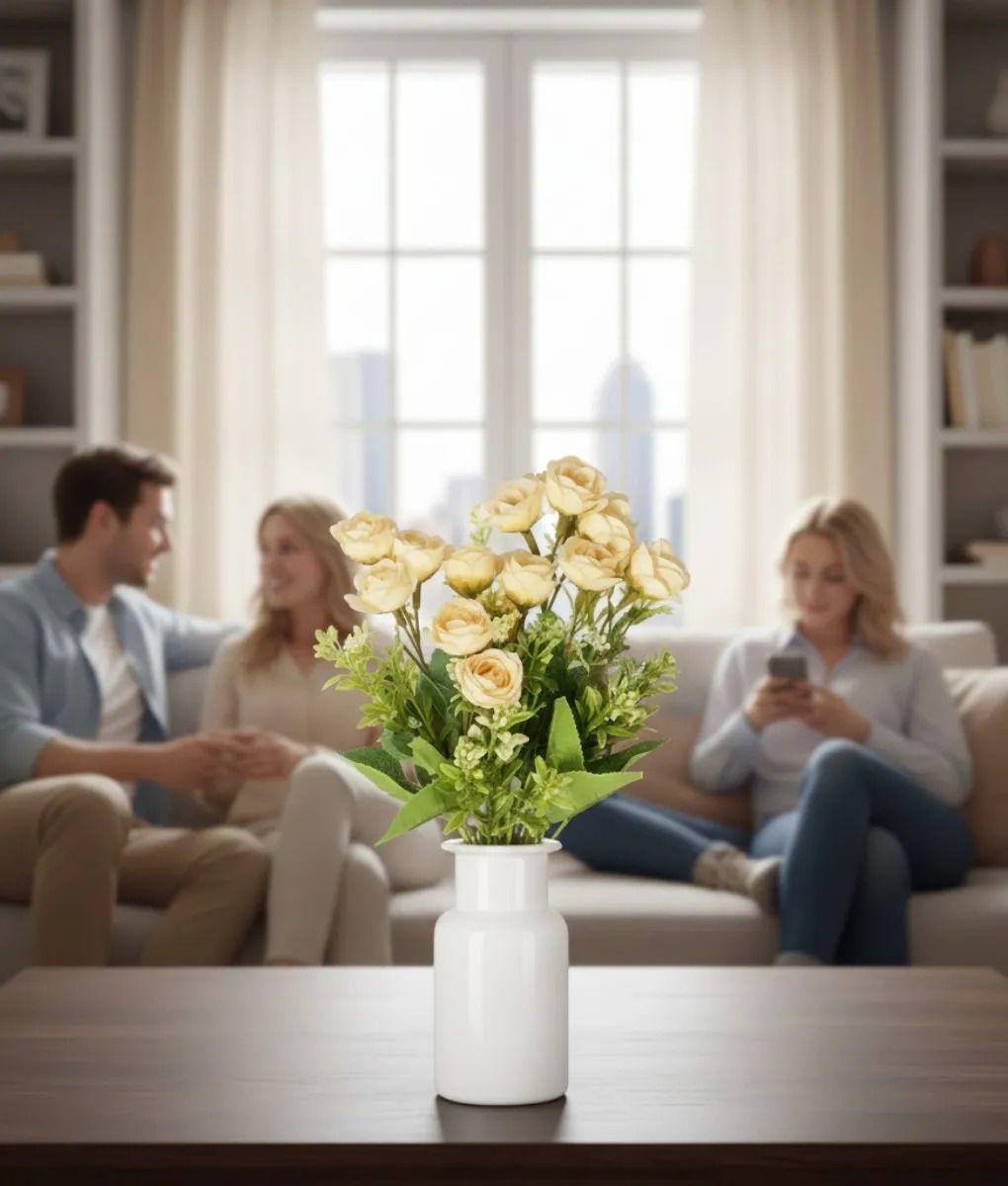 Set 3 Flores Artificiales Rosas Decorativa Ramo Belleza Jhn-5