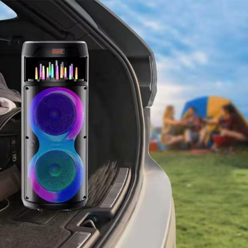 PARLANTE PORTATIL BLUETOOTH LUCES RGB KARAOKE MICROFONO LAU-3