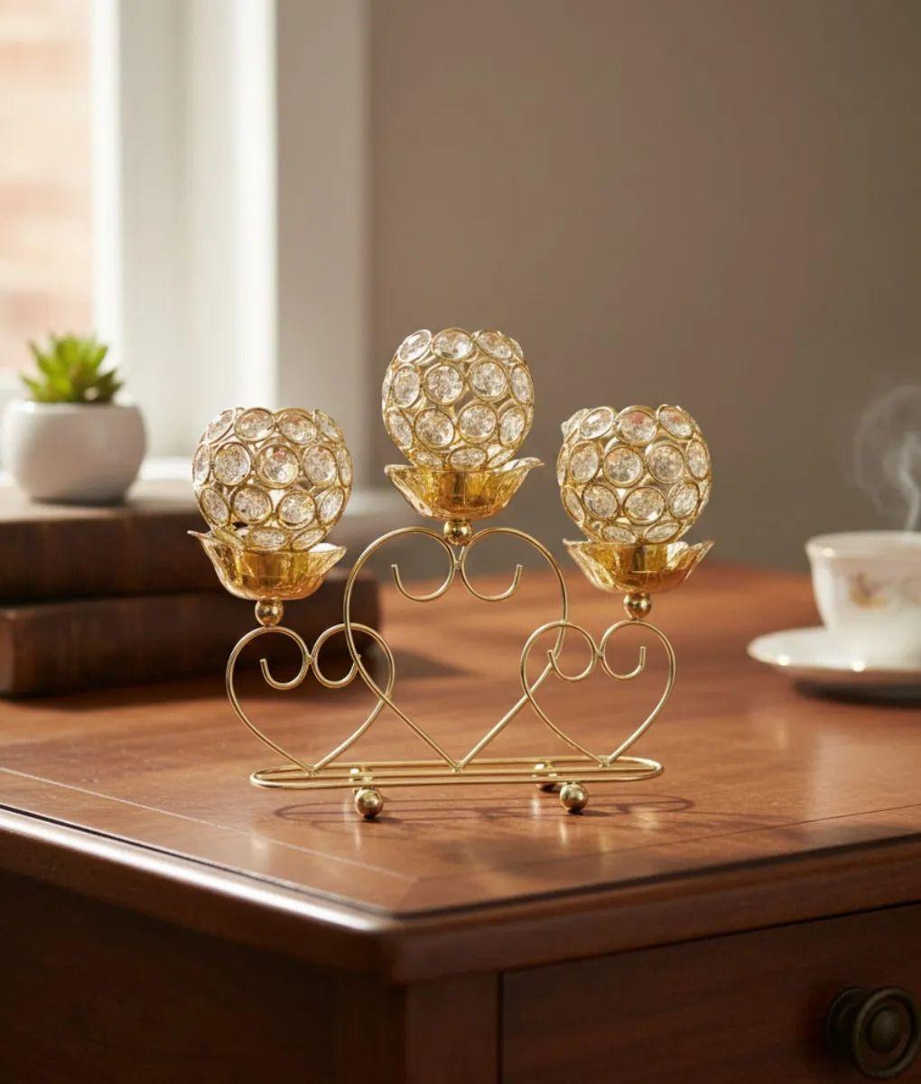 Portavela Triple Diseño Globos Adorno Base Corazón Jhn-5