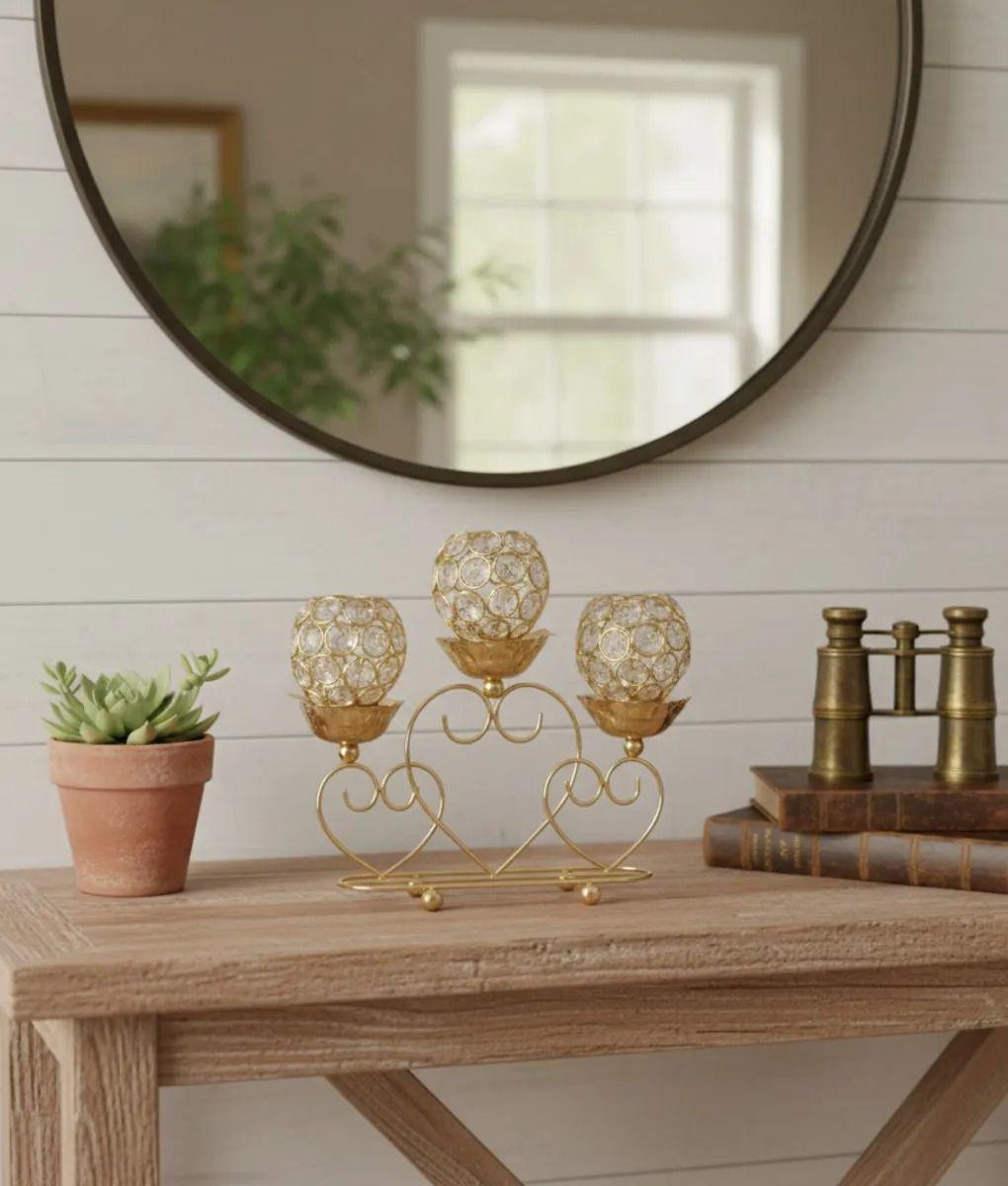 Portavela Triple Diseño Globos Adorno Base Corazón Jhn-9