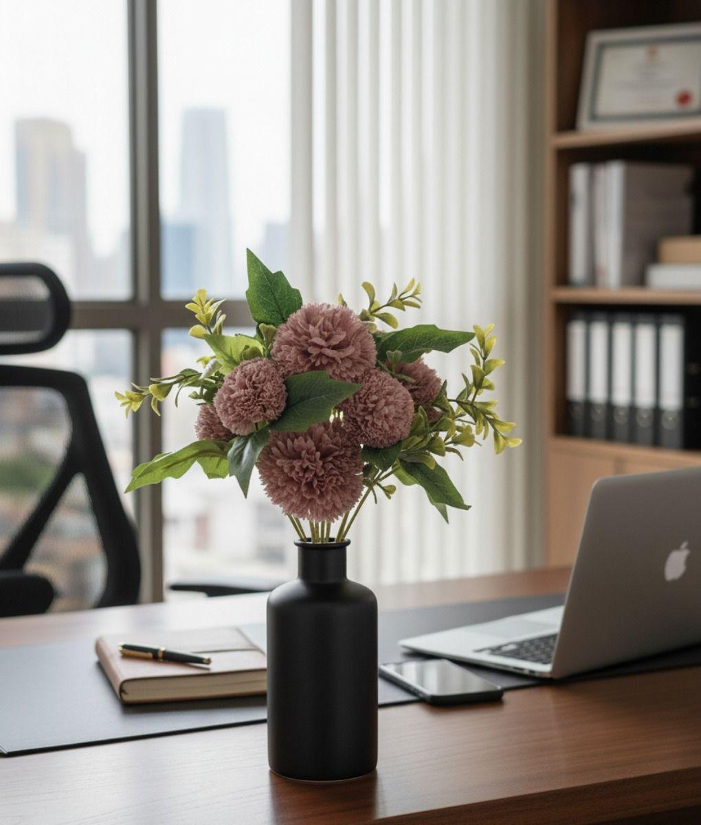 Set 2 Ramo Flores Artificiales Pompones Decoración Hogar Jhn-7