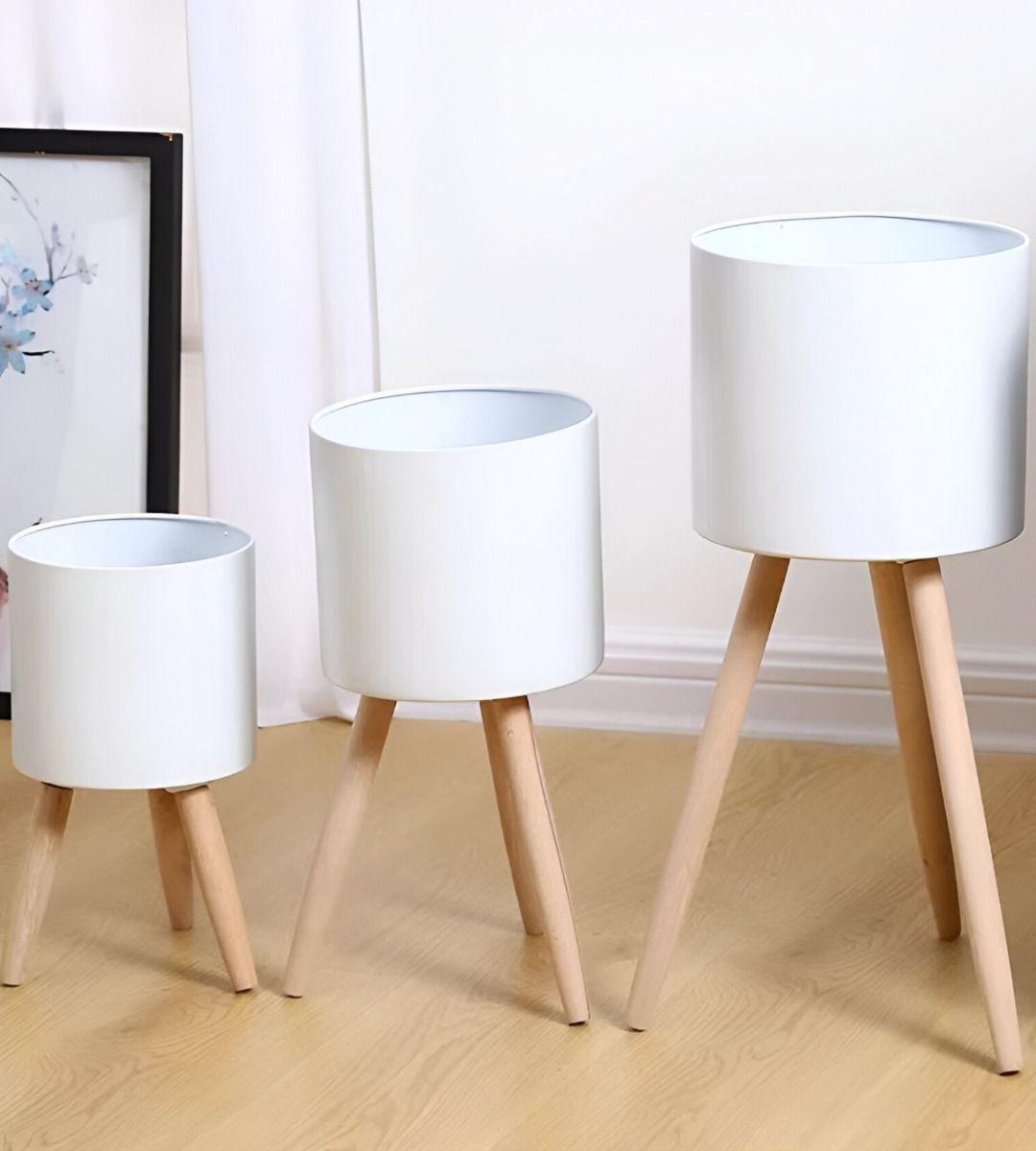 Set Macetas Planta Patas Interior Exterior Flores Blanca Jhn-9