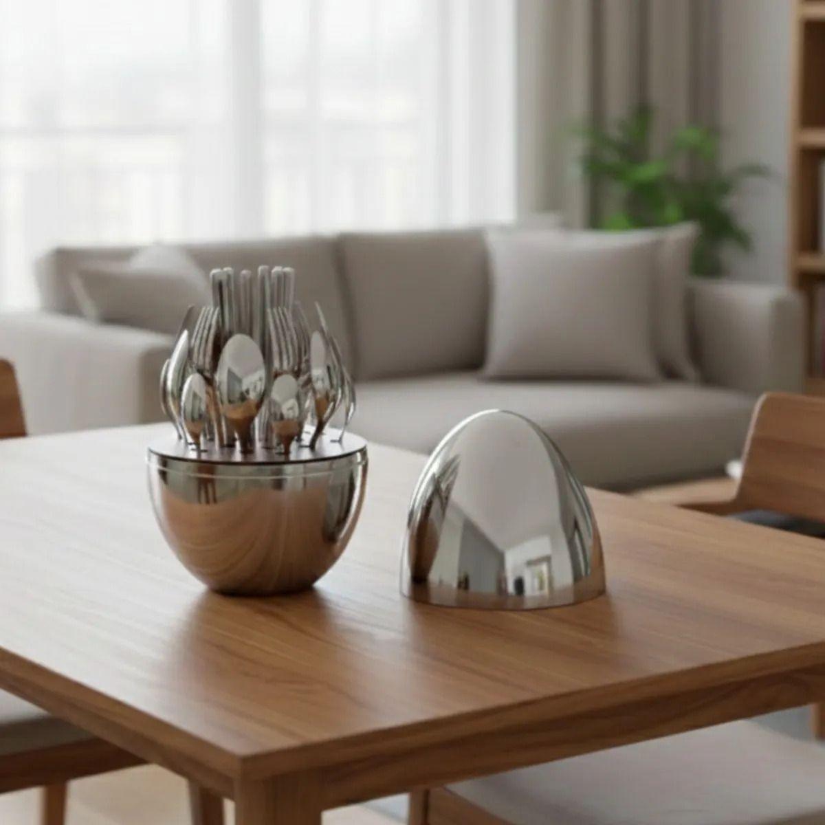 Set Cubertería Lujo Cocina Estuche Ovoide Brillante AJ-9