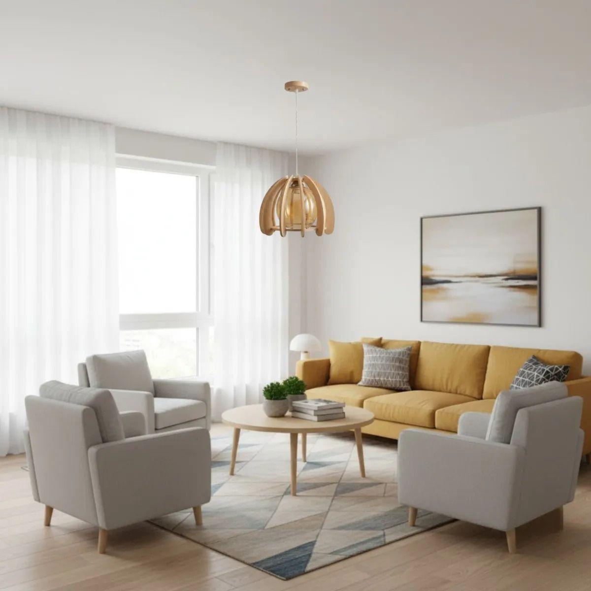 Lámpara Techo Colgante Decorativa Comedor Sala Madera ALJ-8