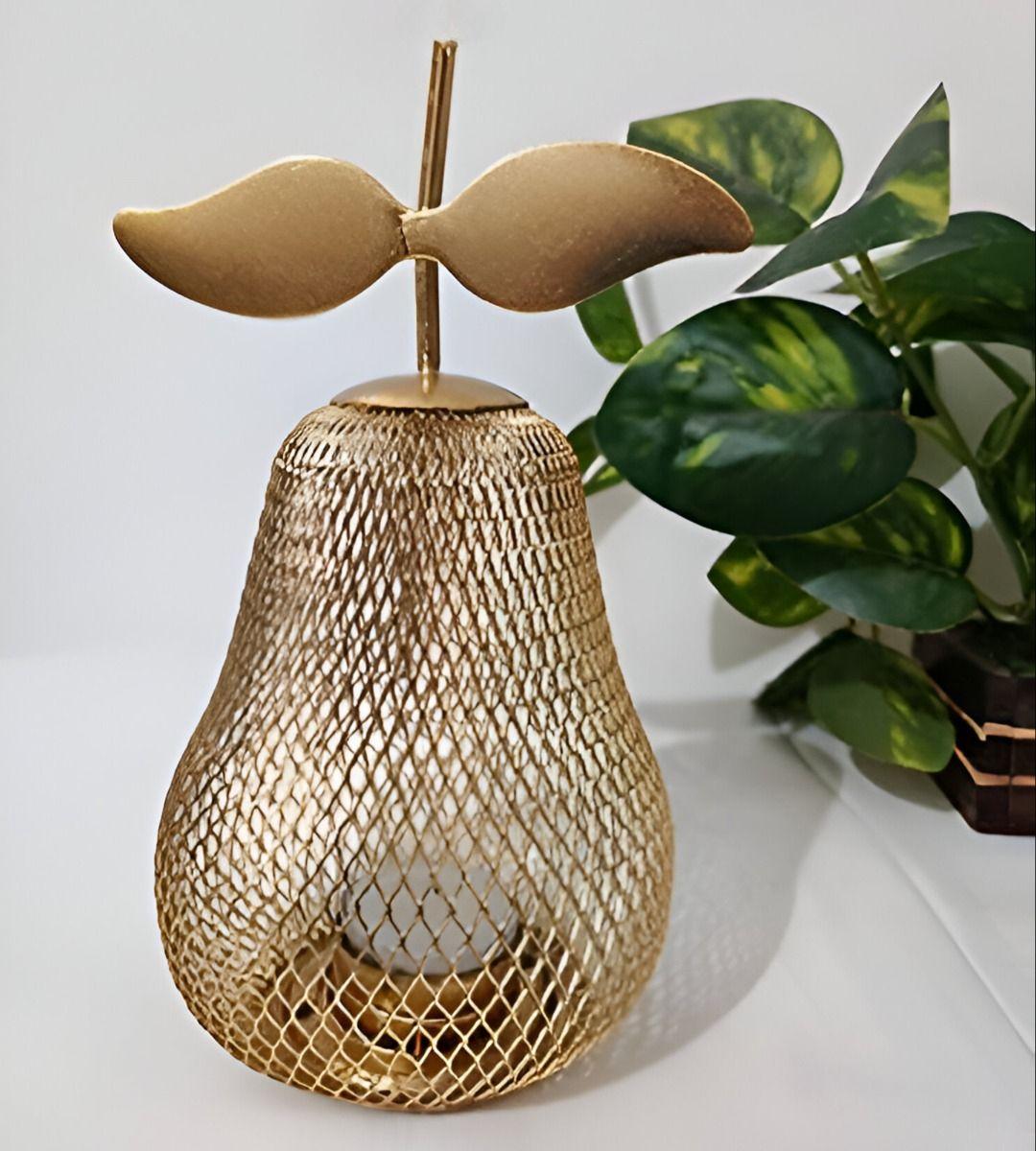 Set 2 Candelabro Decorativo Portavelas Pera Dorada 21cm Jhn-8