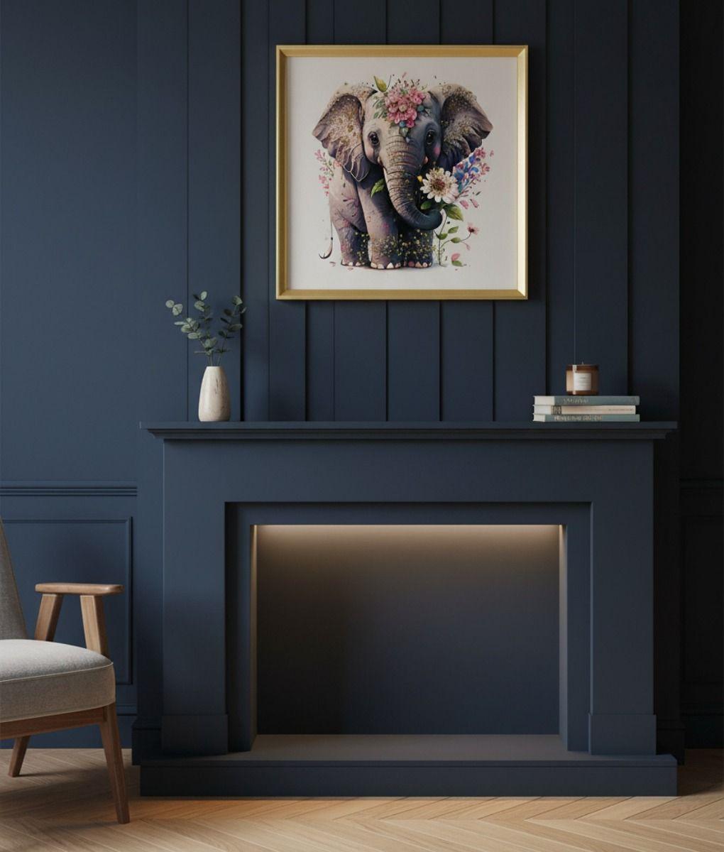 Cuadro Decorativo Elefante Floral Fantasía Elegancia Jhn-7