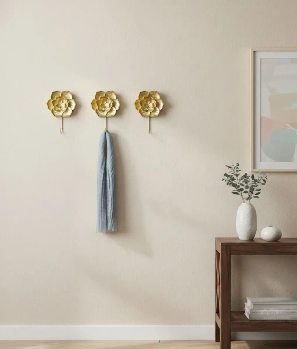 Set 3 Perchero Pared Adorno Decorativo Diseño Floral Jhn-5