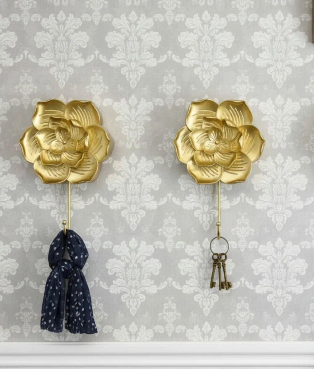 Set 3 Perchero Pared Adorno Decorativo Diseño Floral Jhn-7