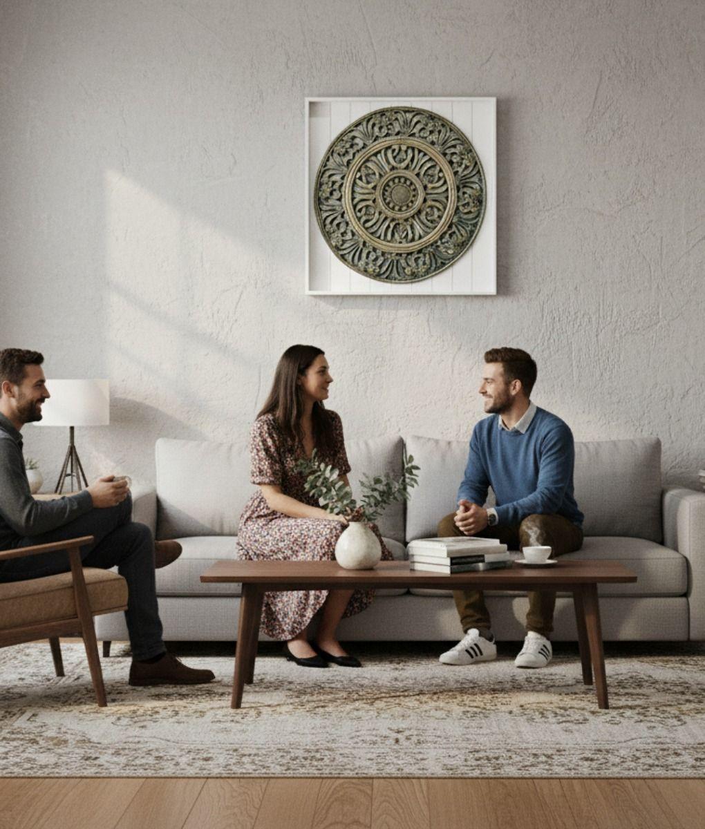 Decoración Pared Cuadro Arte Mural Mándala Contraste Jhn-3