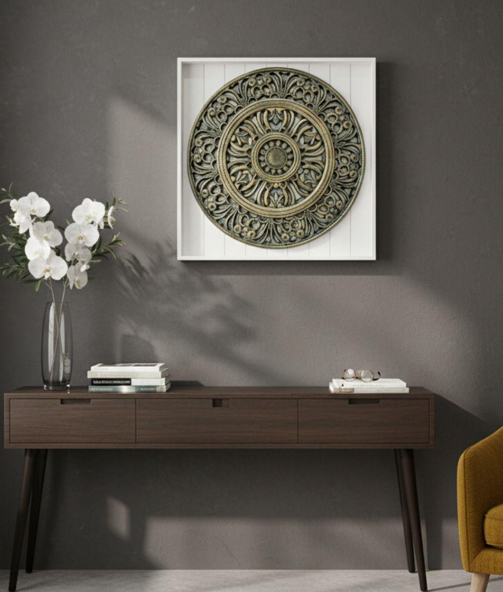 Decoración Pared Cuadro Arte Mural Mándala Contraste Jhn-5